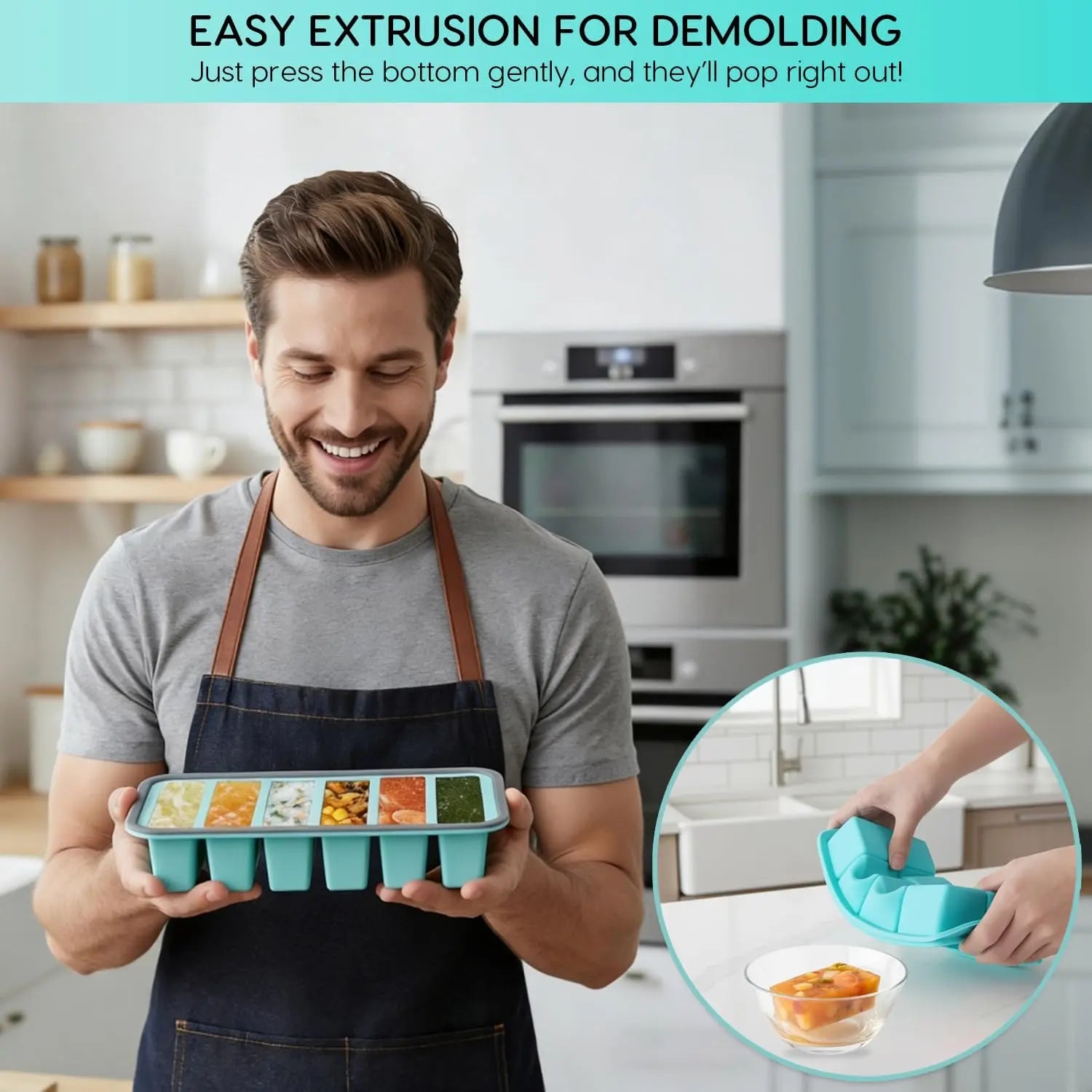 Silicone Freezer Trays with Lids – Soup, Meal Prep, Broth, Sauce & Leftovers Storage (6 compartments - 3/5 Cup) My Store