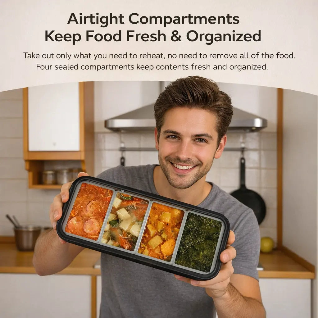 Silicone Freezer Trays with Lids – Soup, Meal Prep, Broth, Sauce & Leftovers Storage (4 compartments - 1 Cup) My Store