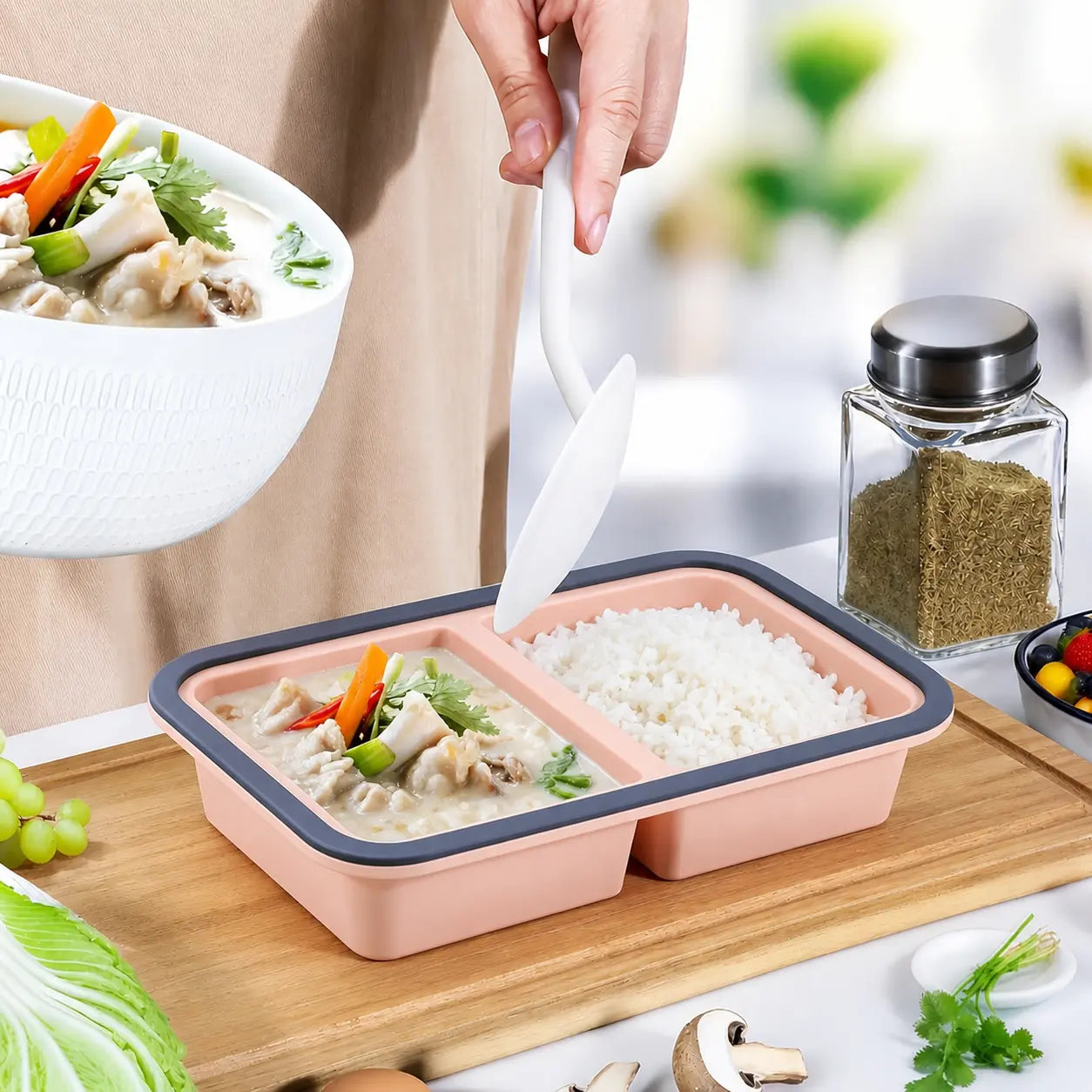 Silicone Freezer Trays with Lids – Soup, Meal Prep, Broth, Sauce & Leftovers Storage (2 compartments - 2 Cups) My Store